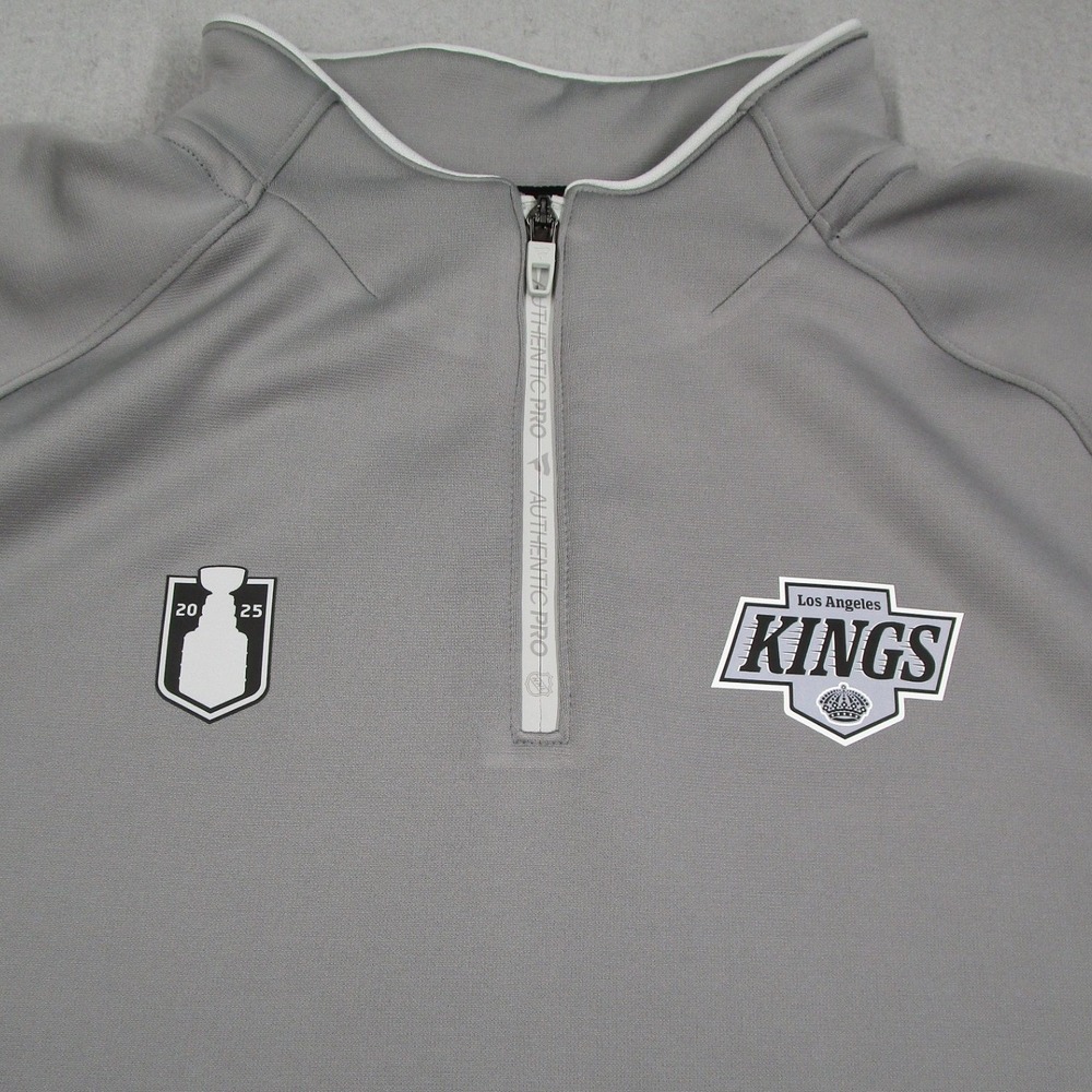 Fanatics Authentic Pro Los Angeles Kings Mens 2XL Gray Quarter Zip Pullover NHL